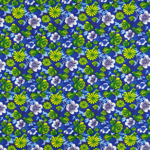 Ткань на отрез фланель 150 см Желтые цветы на синем фото 2