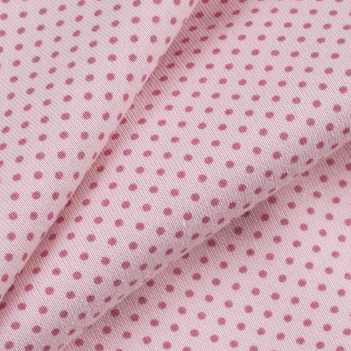 Ткань на отрез кулирка 1022-V59 Горох цвет розовый фото 2
