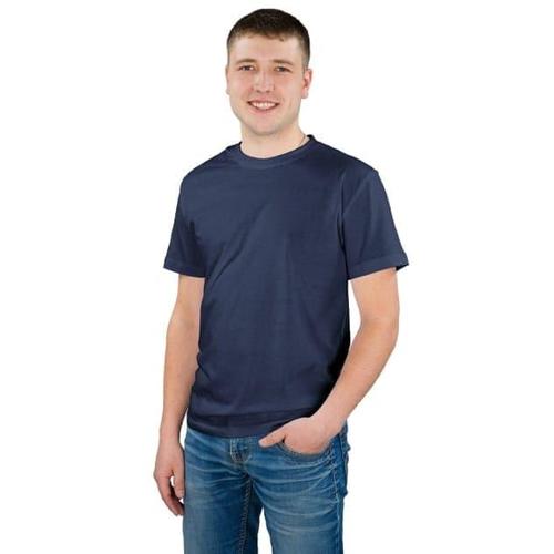 Мужская однотонная футболка цвет темно-синий 48 фото 1