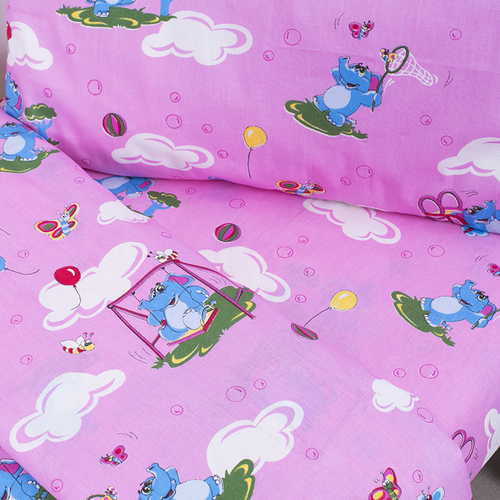 Постельное белье в детскую кроватку из бязи 315/2 Слоники с шариками розовый фото 4