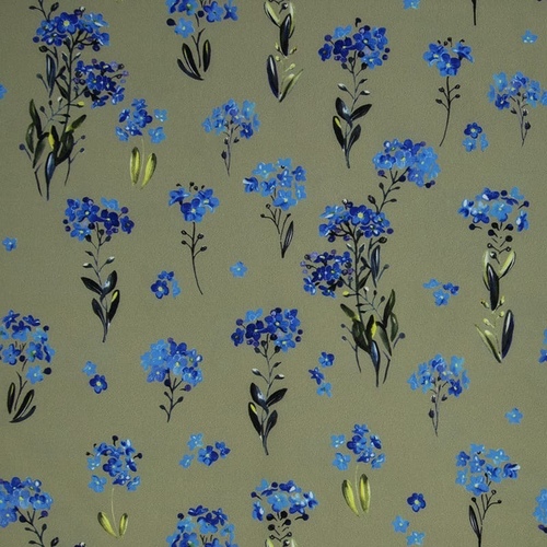 Ткань на отрез ниагара 150 см D056 Синие цветы на зеленом фото 6