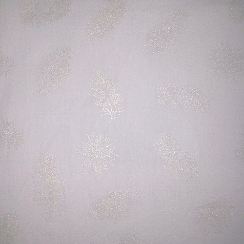 Тик 220 см 145 +/- 5 гр/м2 Перо серебро на белом фото 1