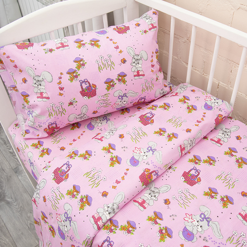 Постельное белье в детскую кроватку из бязи 1304/2 Лесная сказка цвет розовый ГОСТ фото 5