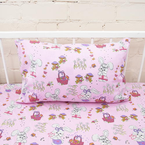 Постельное белье в детскую кроватку из бязи 1304/2 Лесная сказка цвет розовый ГОСТ фото 4