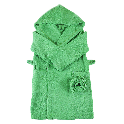 Халат детский махровый с капюшоном зеленый 116-122 см фото 1