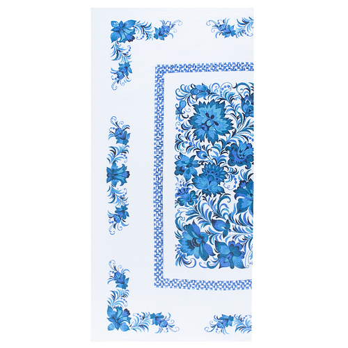 Полотенце полулен 40/80 Цветы цвет синий фото 1