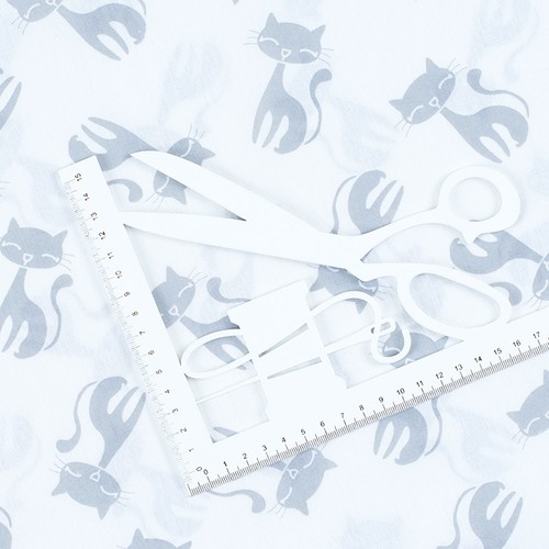 Ткань на отрез бязь плательная 150 см 1871/2 Серые котята на белом фото 4