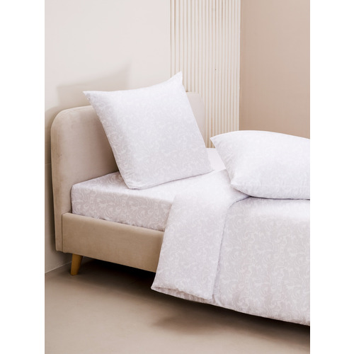 Постельное жаккард Белый 2-х сп с евро простыней с наволочками 70/70 фото 4