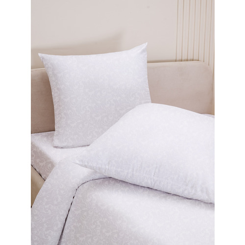 Постельное жаккард Белый 2-х сп с евро простыней с наволочками 70/70 фото 5