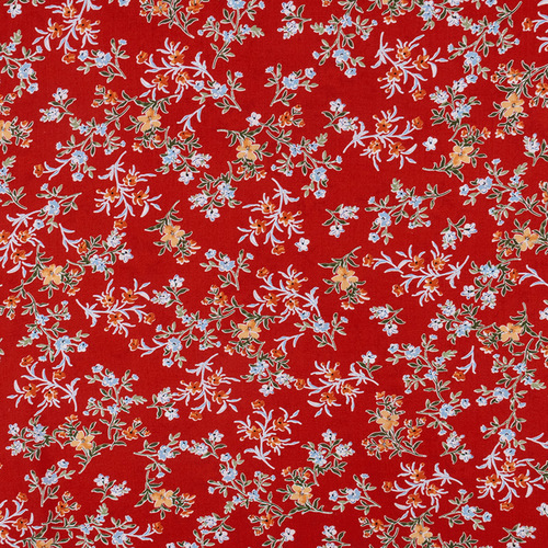 Ткань на отрез штапель 150 см 2308-1 Цветы на красном фото 4