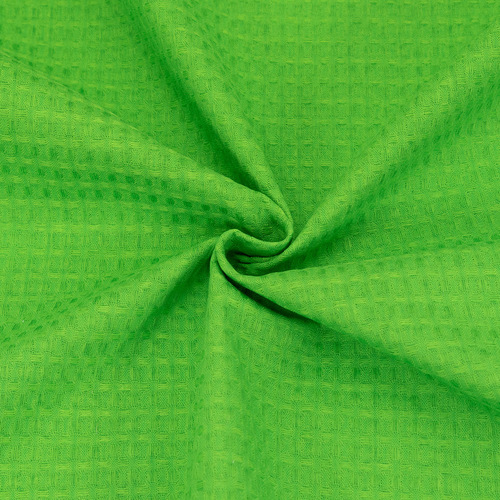 Ткань на отрез вафельное полотно гладкокрашенное 150 см 240 гр/м2 7х7 мм цвет 044 цвет зеленый фото 1