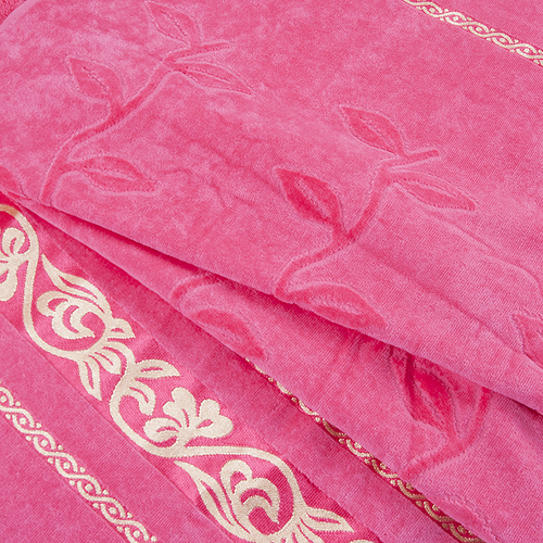 Полотенце велюровое Европа 70/130 см цвет розовый с вензелями фото 3