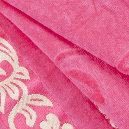 Полотенце велюровое Европа 70/130 см цвет розовый с вензелями фото 2