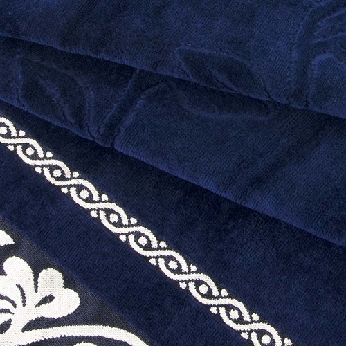 Полотенце велюровое Европа 70/130 см цвет синий с вензелями фото 3