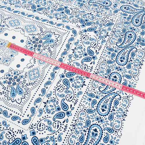 Ткань на отрез cитец платочный 95 см 9991-1 Плейсли цвет синий фото 4