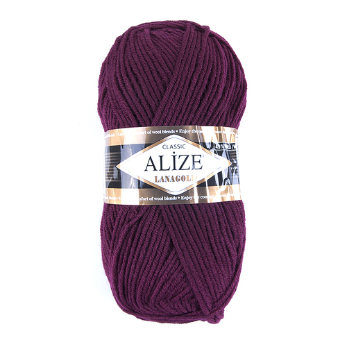Пряжа для вязания Ализе LanaGold (49%шерсть, 51%акрил) 100гр цвет 495 бордо фото 1