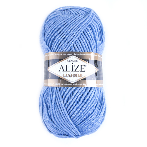 Пряжа для вязания Ализе LanaGold (49%шерсть, 51%акрил) 100гр цвет 40 голубой фото 1