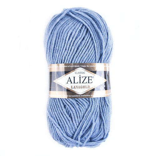 Пряжа для вязания Ализе LanaGold (49%шерсть, 51%акрил) 100гр цвет 221 светлый джинс фото 1