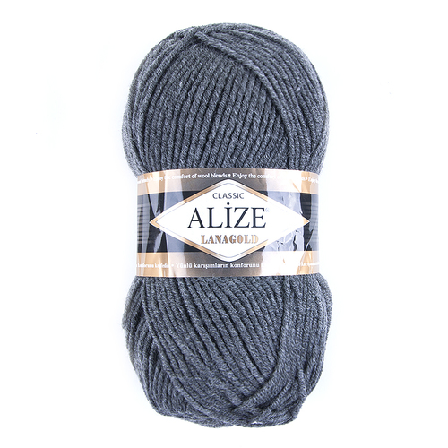 Пряжа для вязания Ализе LanaGold (49%шерсть, 51%акрил) 100гр цвет 182 серый меланж фото 1