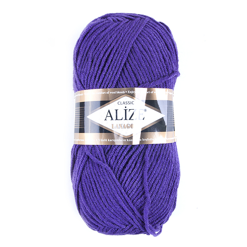 Пряжа для вязания Ализе LanaGold (49%шерсть, 51%акрил) 100гр цвет 44 темно-фиолетовый фото 1