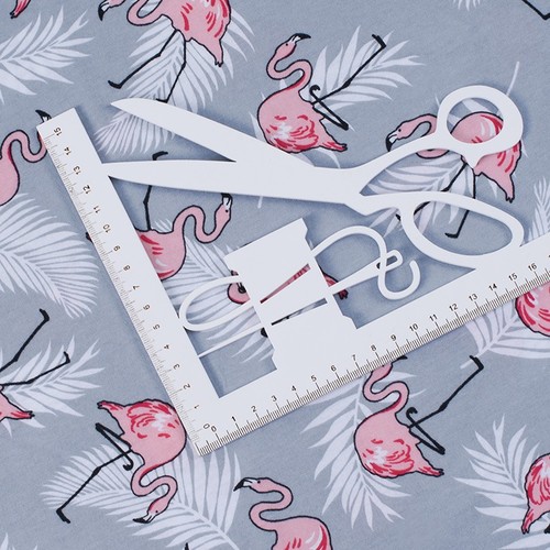 Ткань на отрез кулирка карде R-R4057-V1 Фламинго цвет серый фото 3
