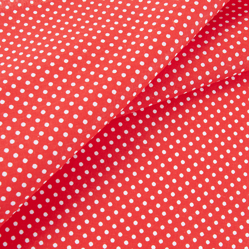 Ткань на отрез бязь плательная 150 см 1359/1 красный фон белый горох фото 1