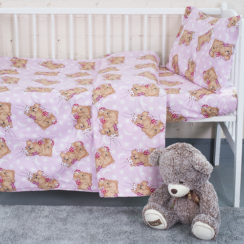 Постельное белье в детскую кроватку из бязи ГОСТ 1286/2 Соня розовый фото 1