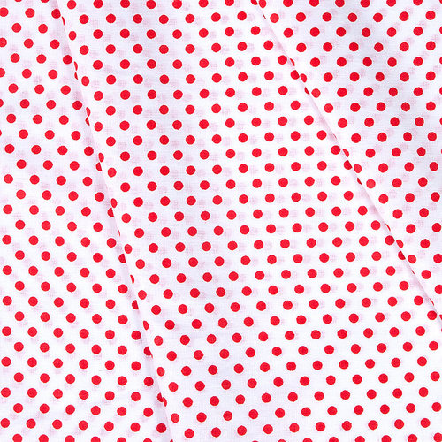 Ткань на отрез бязь плательная 150 см 1359/16А белый фон красный горох фото 1