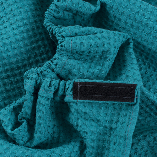 Вафельная накидка на резинке для бани и сауны Премиум мужская цвет 530 изумруд фото 2