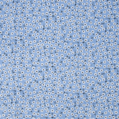 Ткань на отрез штапель 150 см 2445 Цветы на голубом фото 5