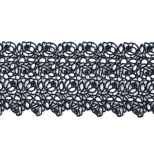 Кружево плетеное СЕВЕР черное CF 2486 9 см упаковка 5 м фото 1
