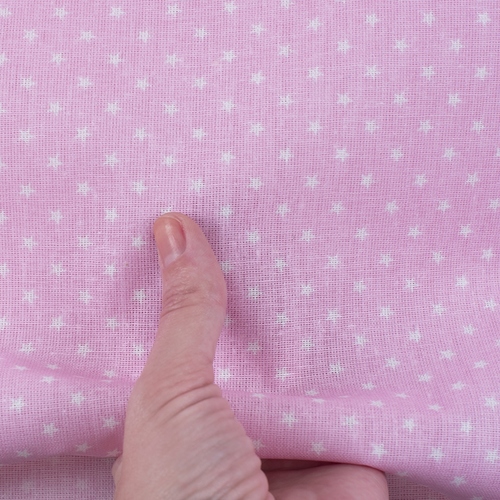Ткань на отрез бязь плательная 150 см 7223/32 Мелкие звездочки 0.5 см о/м цвет розовый фото 2