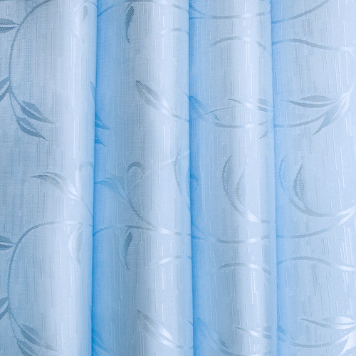 Портьерная ткань 150 см на отрез 17 цвет голубой ветка-лист фото 1
