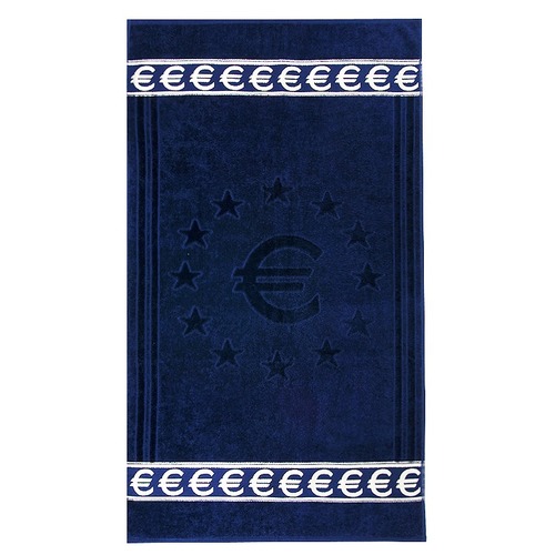 Полотенце велюровое Европа 50/90 см цвет синий с евро фото 1