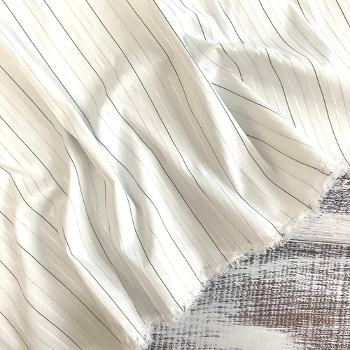 Рубашечная ткань на отрез с люрексом 22-10 Полоса цвет белый фото 1