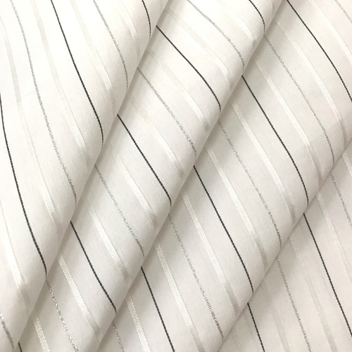 Рубашечная ткань на отрез с люрексом 22-10 Полоса цвет белый фото 2