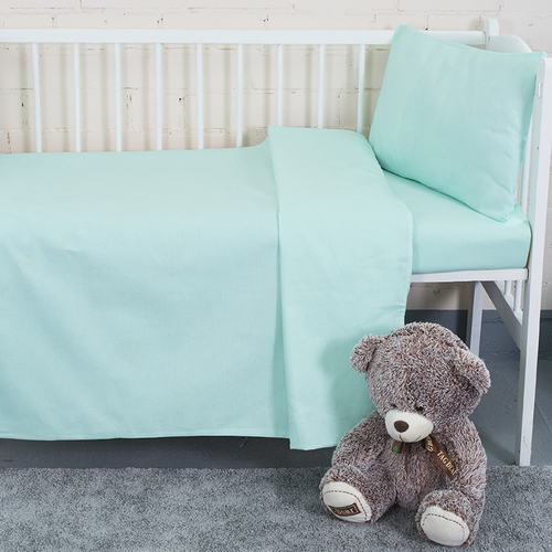 Постельное белье в детскую кроватку из бязи цвет фисташка фото 1