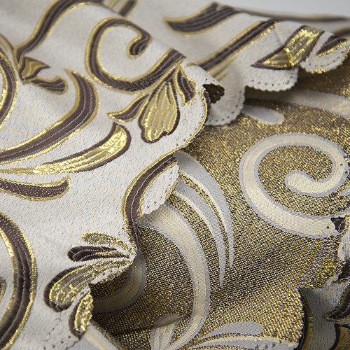 Портьерная ткань с люрексом 150 см на отрез 5222 цвет серый/золото фото 3