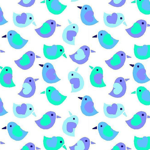 Ткань на отрез фланель 90 см 95032 Птички цвет голубой фото 1