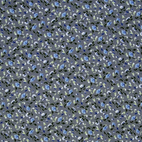 Ткань на отрез штапель 150 см 20015 Голубые цветы на сером фото 3