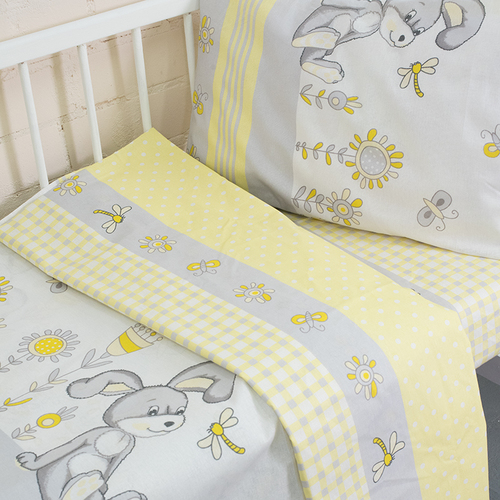 Постельное белье в детскую кроватку из бязи 8069/1 Кролик желтый фото 2