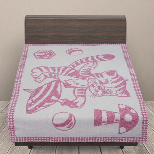 Одеяло детское байковое жаккардовое 100/140 см коты цвет розовый фото 1