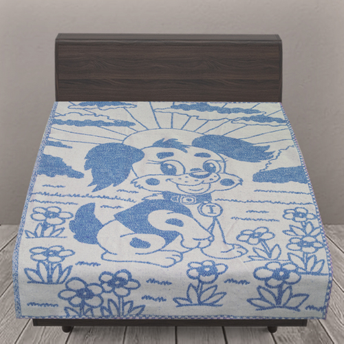 Одеяло детское байковое жаккардовое 100/140 см щенки цвет синий фото 1