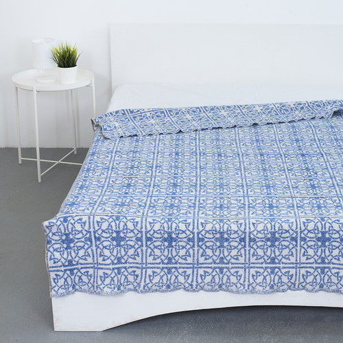Одеяло байковое жаккардовое 145/200 цвет кельт синий фото 1