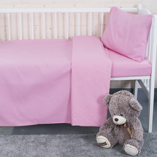 Постельное белье в детскую кроватку из бязи цвет розовый фото 1
