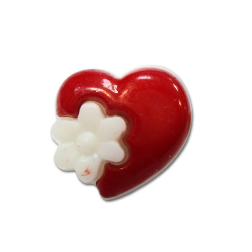 Пуговица детская сборная Сердце с цветком 15 мм цвет красный упаковка 24 шт фото 1