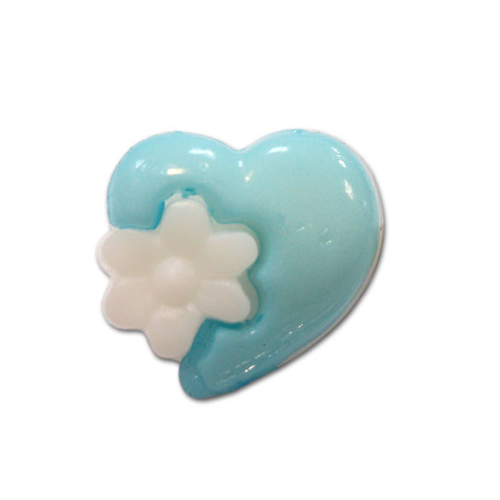 Пуговица детская сборная Сердце с цветком 15 мм цвет св-голубой упаковка 24 шт фото 1