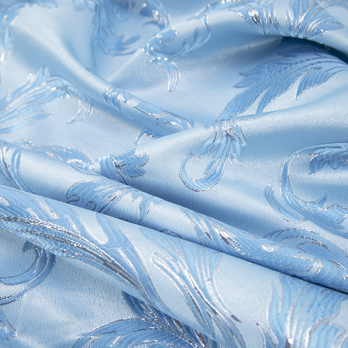 Портьерная ткань с люрексом 150 см на отрез Х7187 цвет 3 голубой вензель фото 1