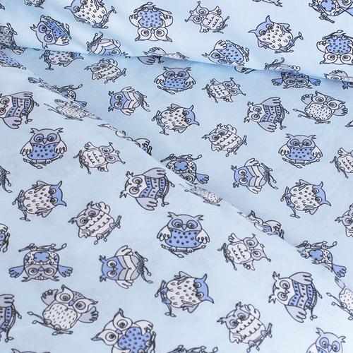 Постельное белье в детскую кроватку из поплина 1769/6 голубой с простыней на резинке фото 3