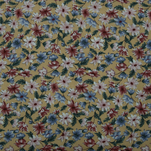 Ткань на отрез штапель 150 см 2445 Цветы на горчичном фото 7